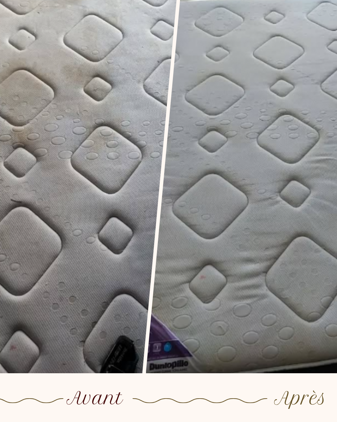 Avant / après — Détachage précis (Matelas)