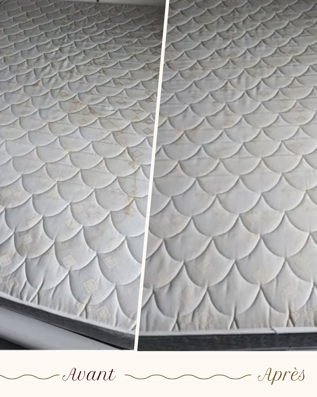 Avant / après — Nettoyage en profondeur (Matelas)